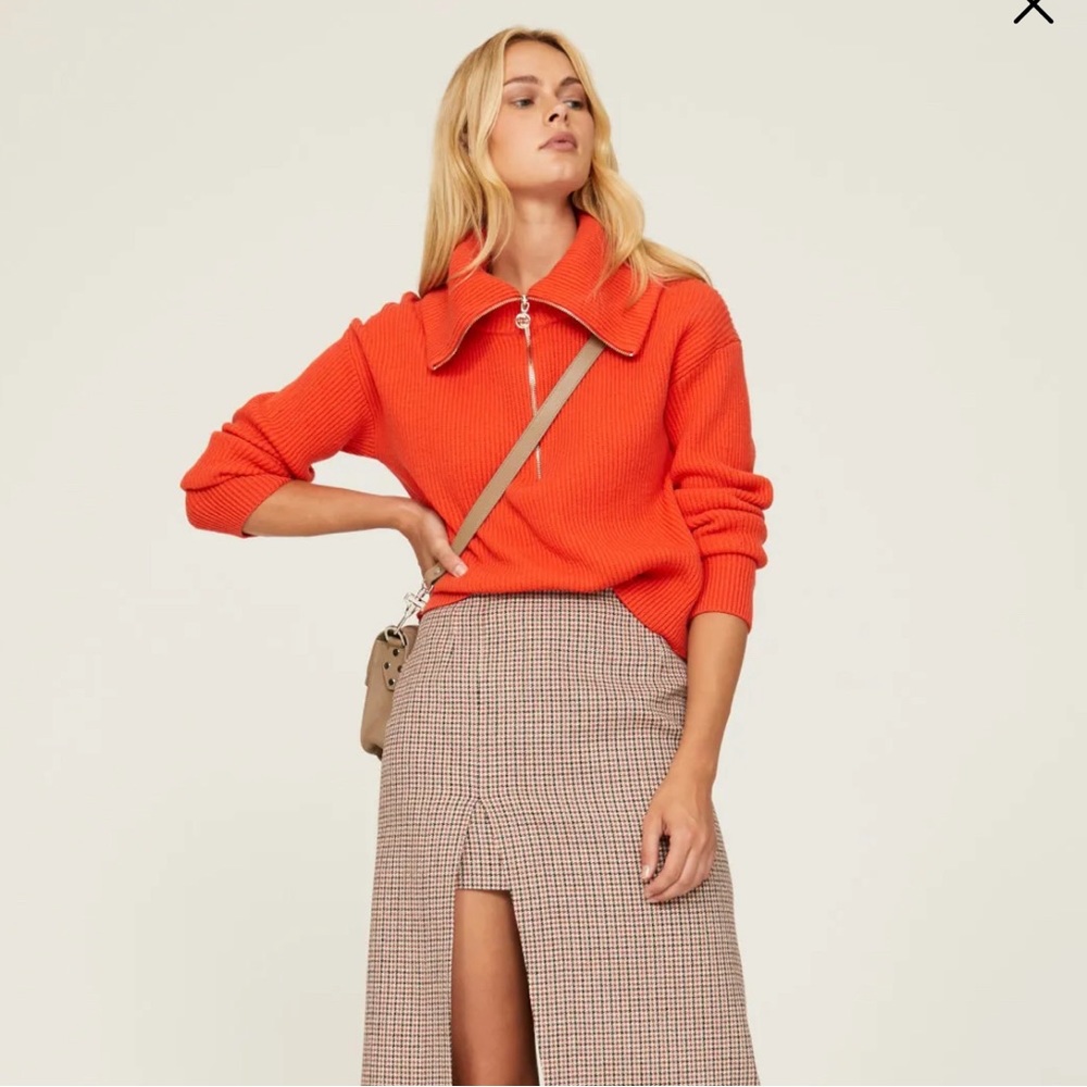 MAJE Matelot Half Zip Sweater, Wool, Size 2 (shrunken, fits XXS), $340